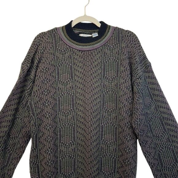 1980's Pacific Crest Vintage Knitted Cosby Crew Neck purple Sweater Large - Picture 10 of 14